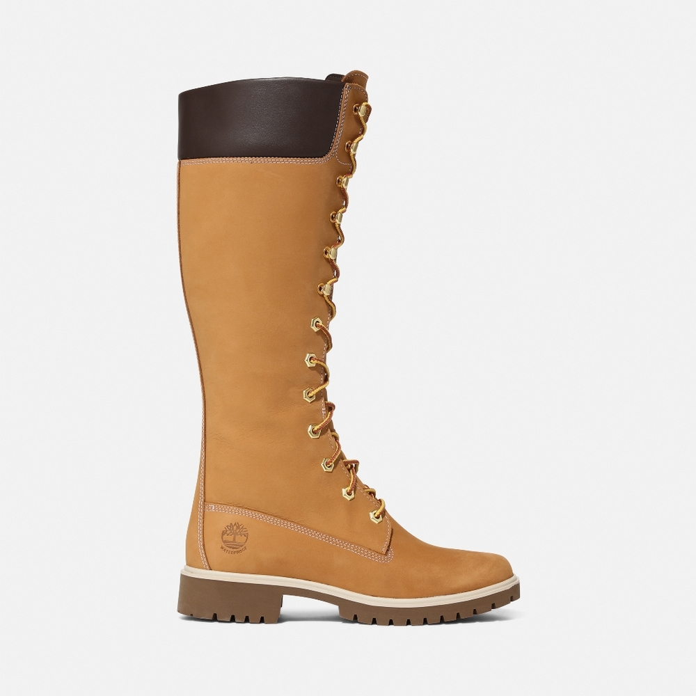 Timberland 14 inch Lace Waterproof Boot Prem Wheat Womens 14